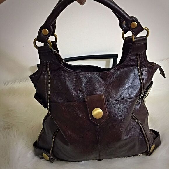 Unzip to expand! ACP High End Chocolate Brown Leather Bag! - Picture 3 of 8